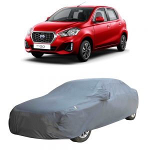 Body Cover for Datsun Go Water Resistant Polyester Fabric with Mirror Pocket Slots_Grey